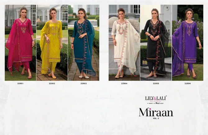 Miraan 3 By Lily Lali Jacquard Viscose Silk Readymade Suits Wholesale Price In Surat
